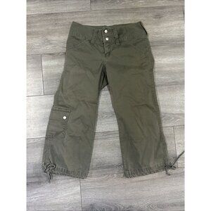 Manager X Olive Green Cargo Low Rise Drawstring Leg Crop Pants size 27